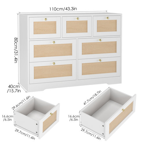 Beachcrest Home Joellen 7 Drawer 43.3" W Combo Dresser & Reviews Wayfair